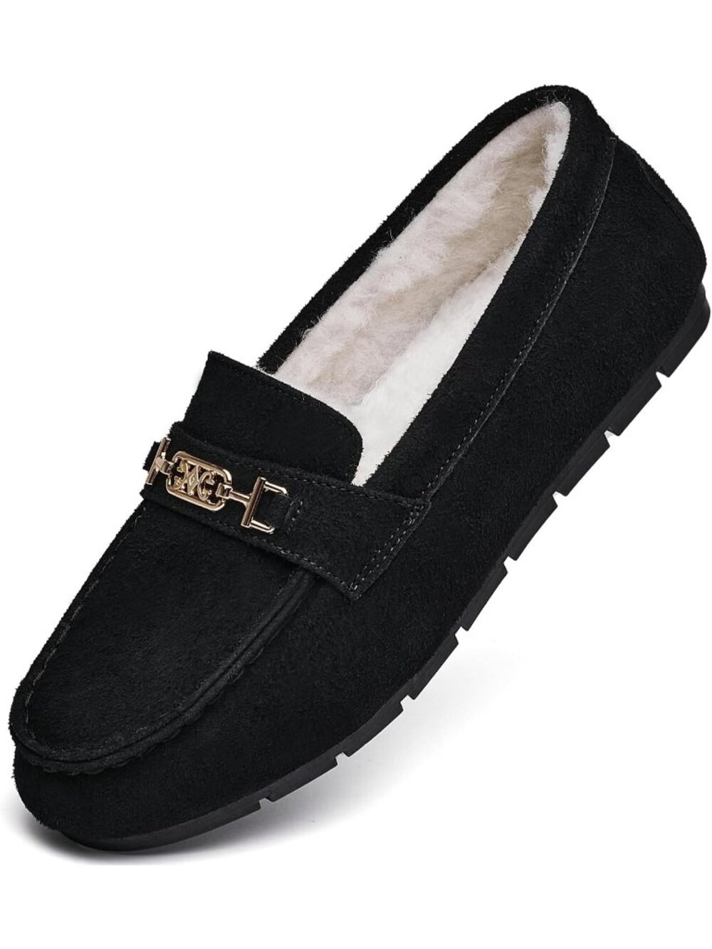 Women's Black Comfort Walking Pull On Leisure Slip On Work Loafer Flat Shoes
